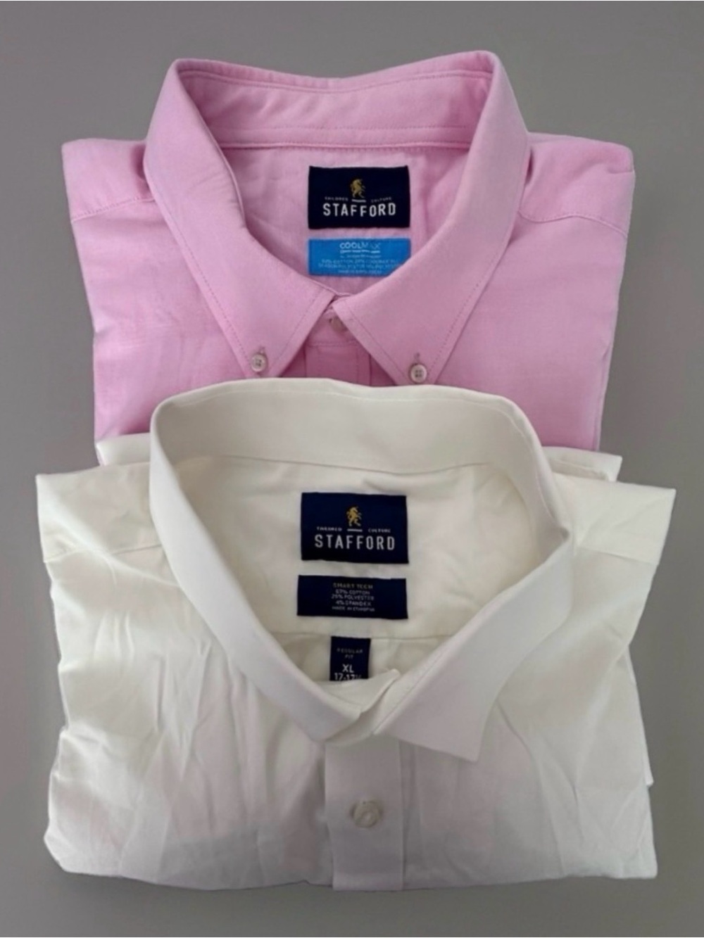 Stafford Men's XL Long-Sleeve Button-Down Dress Shirt Bundle
